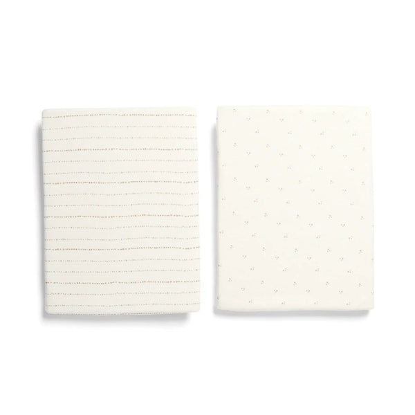 Mamas & Papas Lua Bedside Crib Sheets (2 Pack) (87cm x 50cm x 5cm) -Oatmeal