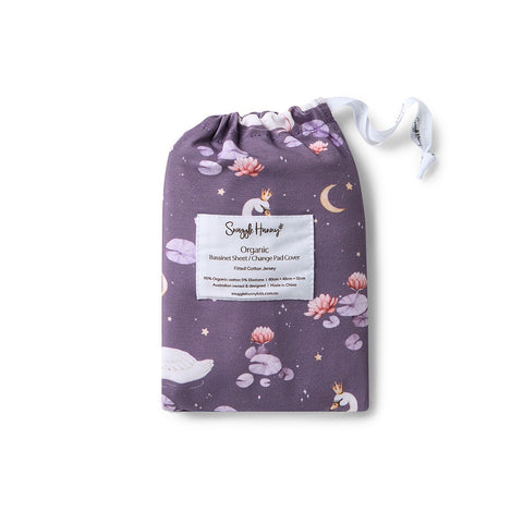 Snuggle Hunny Fitted Bassinet Sheet/Change Mat Cover - Midnight Swan