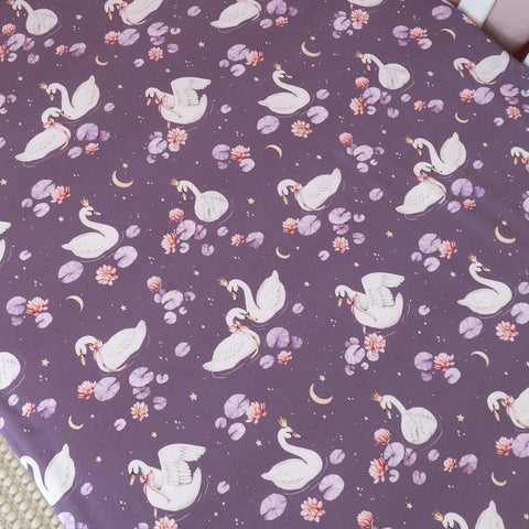 Snuggle Hunny Organic Fitted Cot Sheet - Midnight Swan