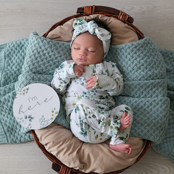 Snuggle Hunny Reversible Milestone Cards - Eucalypt & Sage