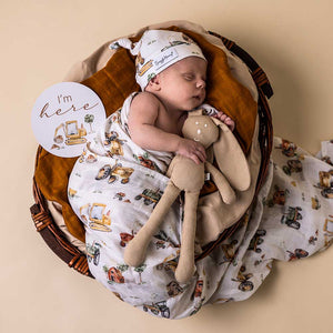 Snuggle Hunny Organic Muslin Wrap - Diggers & Tractors