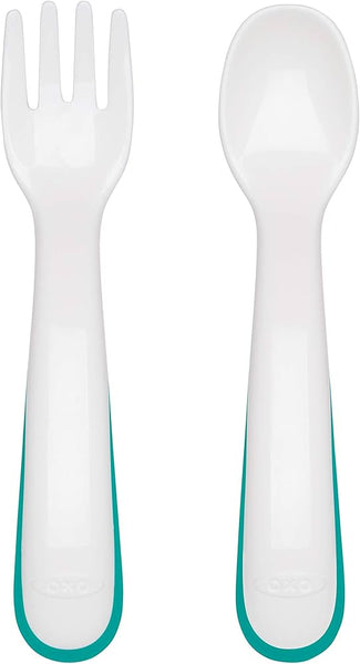 Oxo Tot On-The-Go Plastic Fork & Spoon Set with Travel Case
