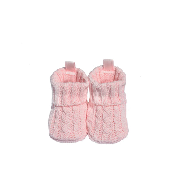 Playette Cable Knitted Bootie Pink 0-6 Months