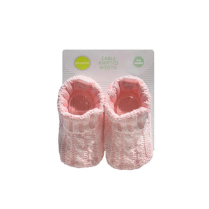 Playette Cable Knitted Bootie Pink 0-6 Months