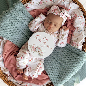 Snuggle Hunny Reversible Milestone Cards - Tea Party & Sage