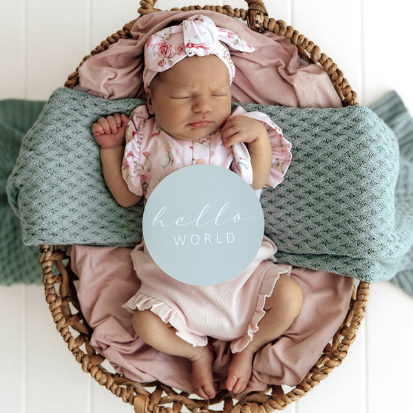 Snuggle Hunny Reversible Milestone Cards - Tea Party & Sage