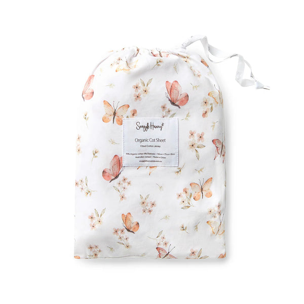 Snuggle Hunny Organic Fitted Cot Sheet - Butterfly