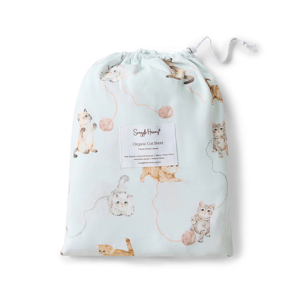 Snuggle Hunny Organic Fitted Cot Sheet - Kittens