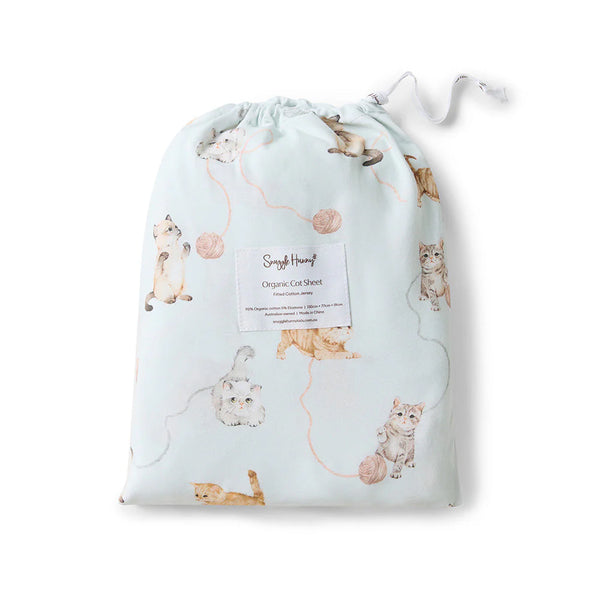 Snuggle Hunny Organic Fitted Cot Sheet - Kittens