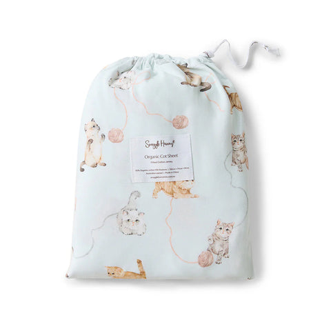 Snuggle Hunny Organic Fitted Cot Sheet - Kittens