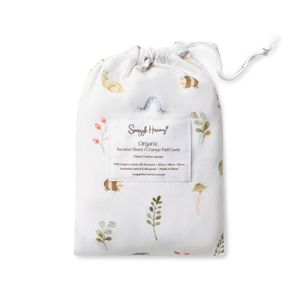 Snuggle Hunny Fitted Bassinet Sheet/Change Mat Cover - Garden Friends