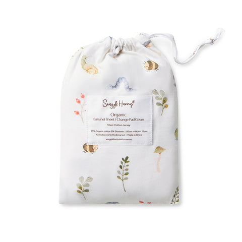 Snuggle Hunny Fitted Bassinet Sheet/Change Mat Cover - Garden Friends