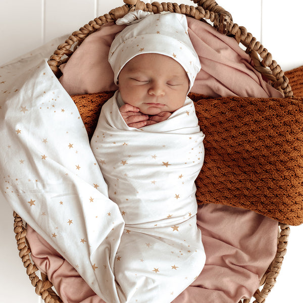 Snuggle Hunny Organic Jersey Wrap & Beanie Set - Stardust