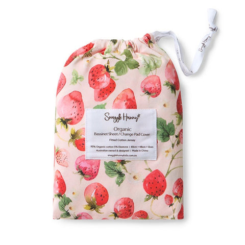 Snuggle Hunny Fitted Bassinet Sheet/Change Mat Cover - Strawberry