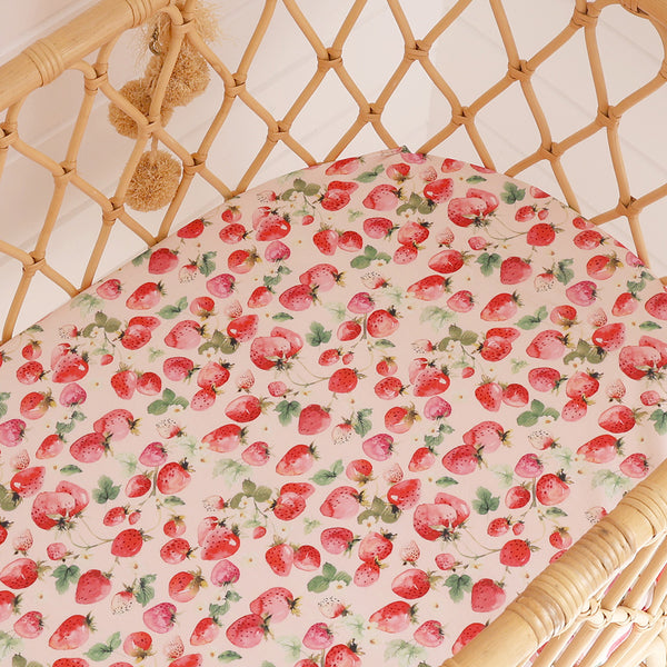 Snuggle Hunny Fitted Bassinet Sheet/Change Mat Cover - Strawberry