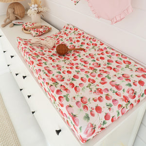 Snuggle Hunny Fitted Bassinet Sheet/Change Mat Cover - Strawberry