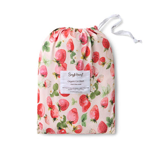Snuggle Hunny Organic Fitted Cot Sheet - Strawberry