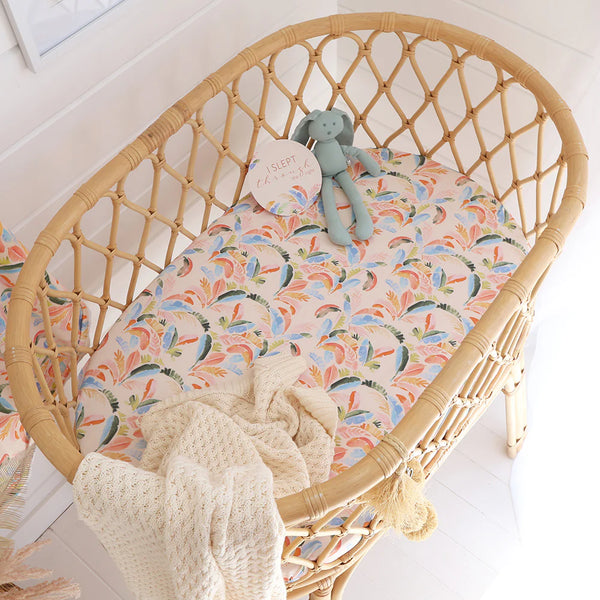 Snuggle Hunny Fitted Bassinet Sheet/Change Mat Cover - Summer Palm