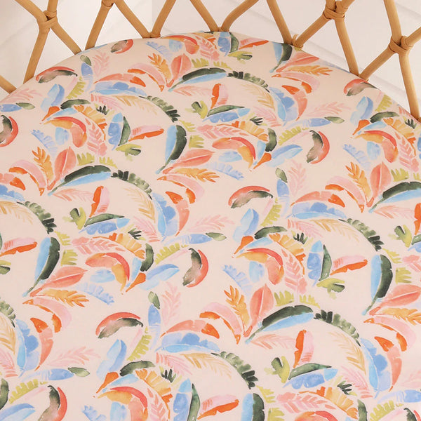 Snuggle Hunny Fitted Bassinet Sheet/Change Mat Cover - Summer Palm