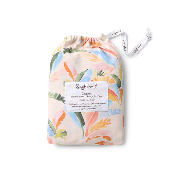 Snuggle Hunny Fitted Bassinet Sheet/Change Mat Cover - Summer Palm