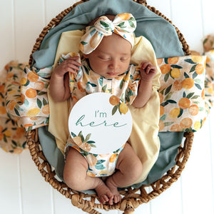 Snuggle Hunny Reversible Milestone Cards - Citrus Squeeze & Peach
