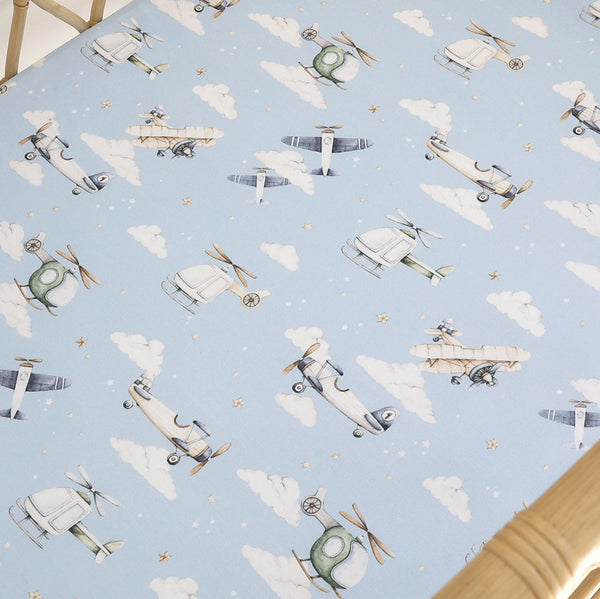 Snuggle Hunny Fitted Bassinet Sheet/Change Mat Cover - Taking Flight