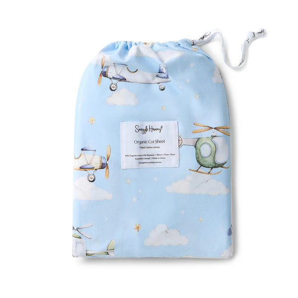 Snuggle Hunny Organic Fitted Cot Sheet - Taking Flight