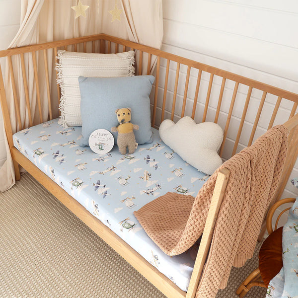 Snuggle Hunny Organic Fitted Cot Sheet - Taking Flight