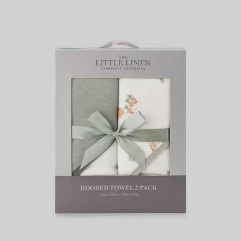 The Little Linen Co Hooded Towels 2pk - Farmyard Lamb