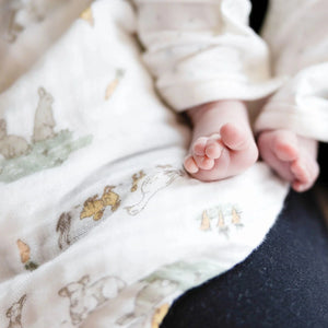 The Little Linen Co Baby Muslin Wrap 3pk - Farmyard Lamb