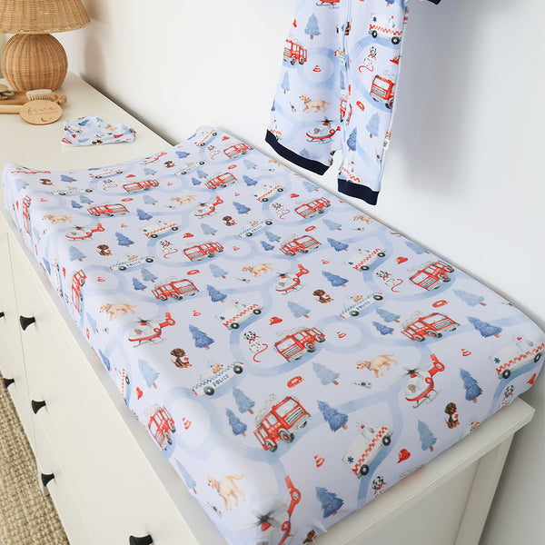 Snuggle Hunny Fitted Bassinet Sheet/Change Mat Cover - To The Rescue