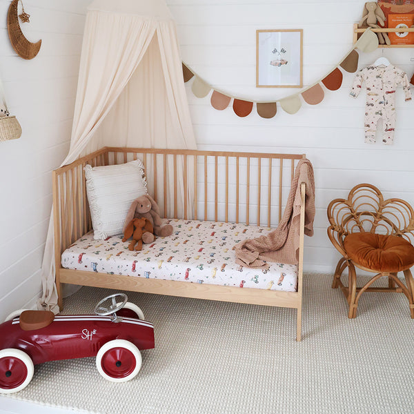 Snuggle Hunny Organic Fitted Cot Sheet - Vintage Cars
