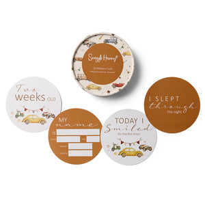 Snuggle Hunny Reversible Milestone Cards - Vintage Cars & Bronze