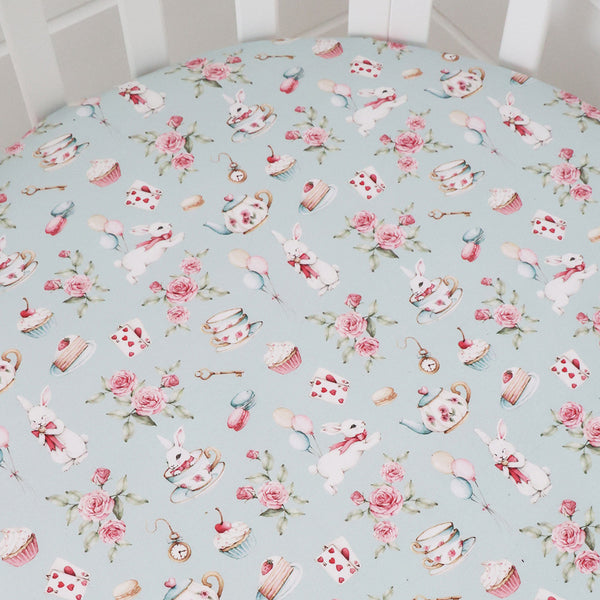 Snuggle Hunny Organic Fitted Cot Sheet - White Rabbit