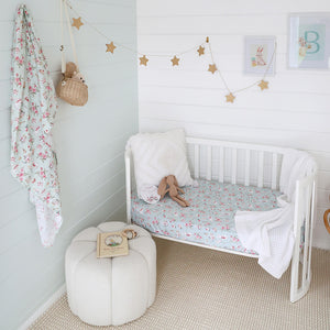 Snuggle Hunny Organic Fitted Cot Sheet - White Rabbit