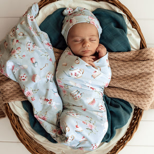 Snuggle Hunny Organic Jersey Wrap & Beanie Set - White Rabbit