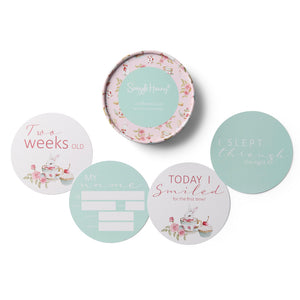 Snuggle Hunny Reversible Milestone Cards - Tea Party & Sage