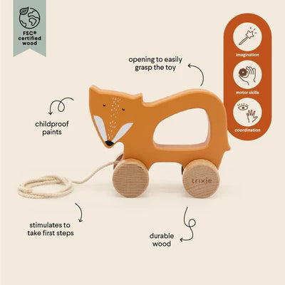 Trixie  Wooden Pull Along Toy - Mr. Fox