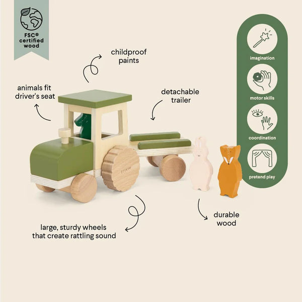 Trixie Wooden Tractor with Trailer