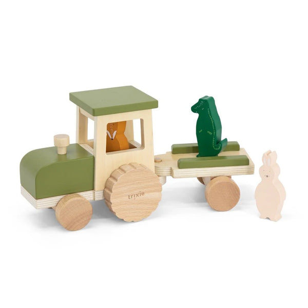 Trixie Wooden Tractor with Trailer