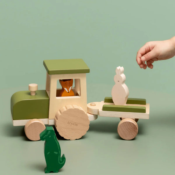 Trixie Wooden Tractor with Trailer