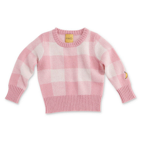 Kip & Co Strawberries & Cream Tartan Knit Sweater