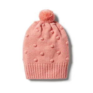 Wilson & Frenchy Knitted Spot Jacquard Hat - Flamingo Fleck