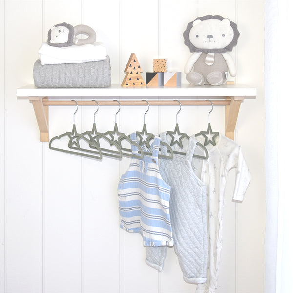 Living Textiles 6-pack Baby coat hangers - Grey star