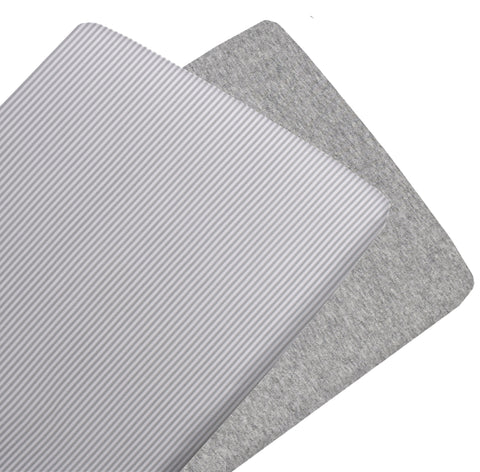 Living Textiles 2-pack Jersey Bassinet Fitted Sheet - Grey Stripe/Melange