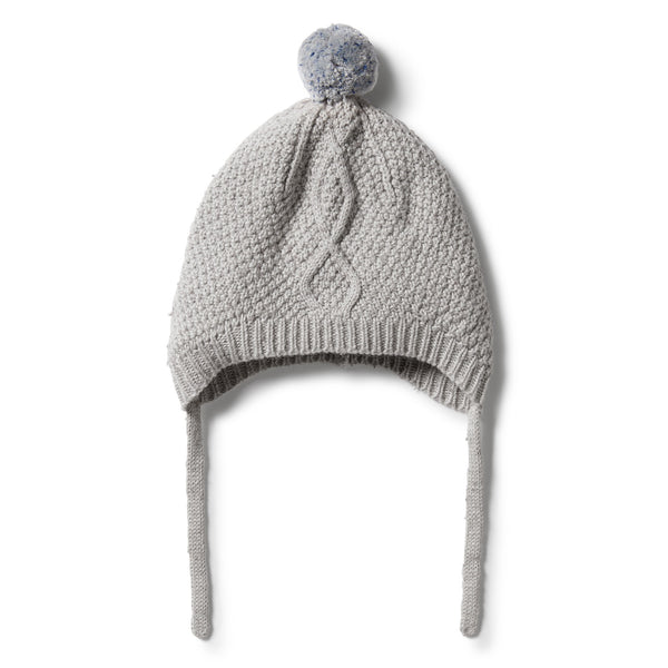 Wilson & Frenchy Knitted Cable Bonnet - Glacier Grey Fleck