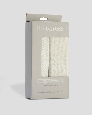 Little Bamboo Jersey Fitted Bassinet Sheet 2pk - Herringbone Whisper