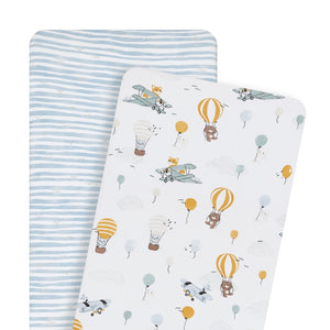 Living Textiles 2pk Bassinet Fitted Sheets - Up Up & Away