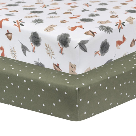 Living Textiles 2pk Cot Fitted Sheets - Forest Retreat