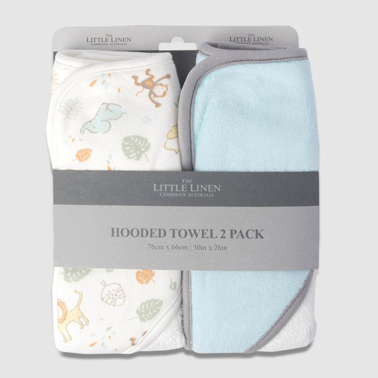 The Little Linen Co Hooded Towels 2pk - Safari Bear